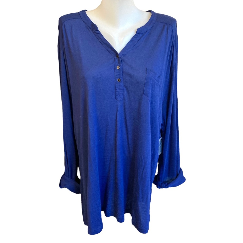 Bit & Bridle pull over women’s blouse camp shirt Royal blue NWOT size 2X